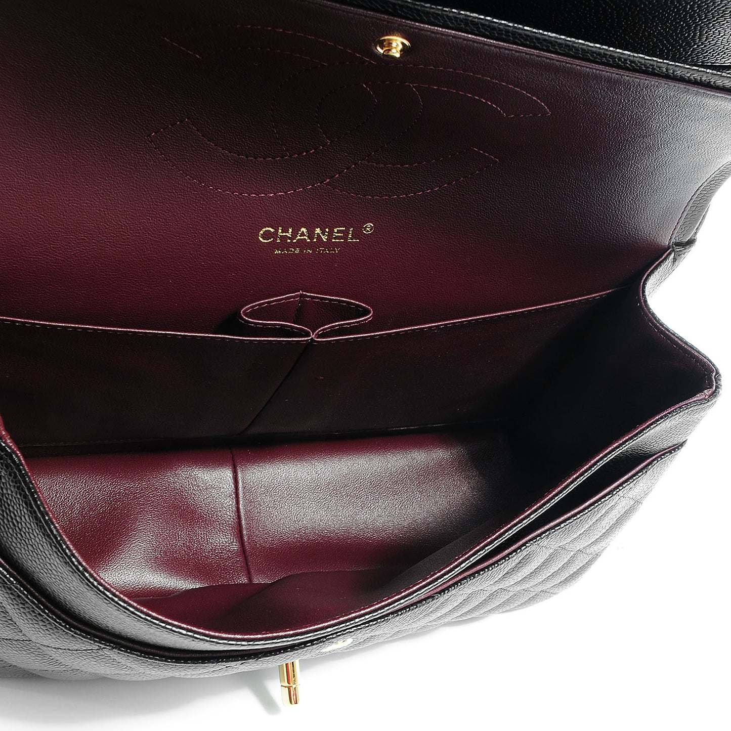 Caviar Quilted Jumbo Double Flap Black