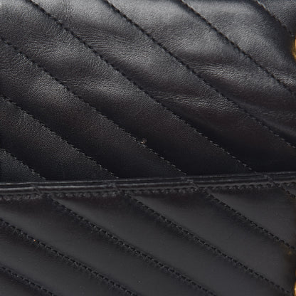 Saint Laurent Smooth Calfskin Matelasse Chevron Large Monogram Satchel Black 22 of 23