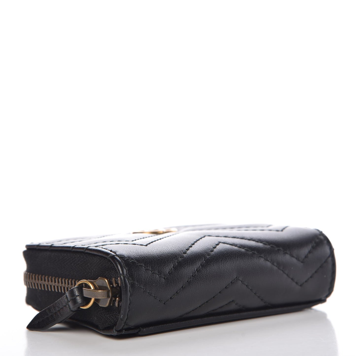 Calfskin Matelasse GG Marmont Zip Around Card Case Black