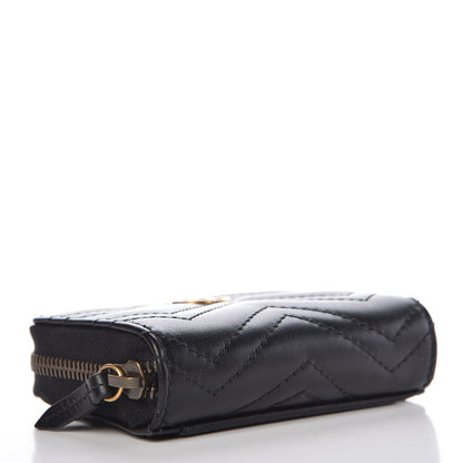 Gucci Calfskin Matelasse GG Marmont Zip Around Card Case Black 4 of 8