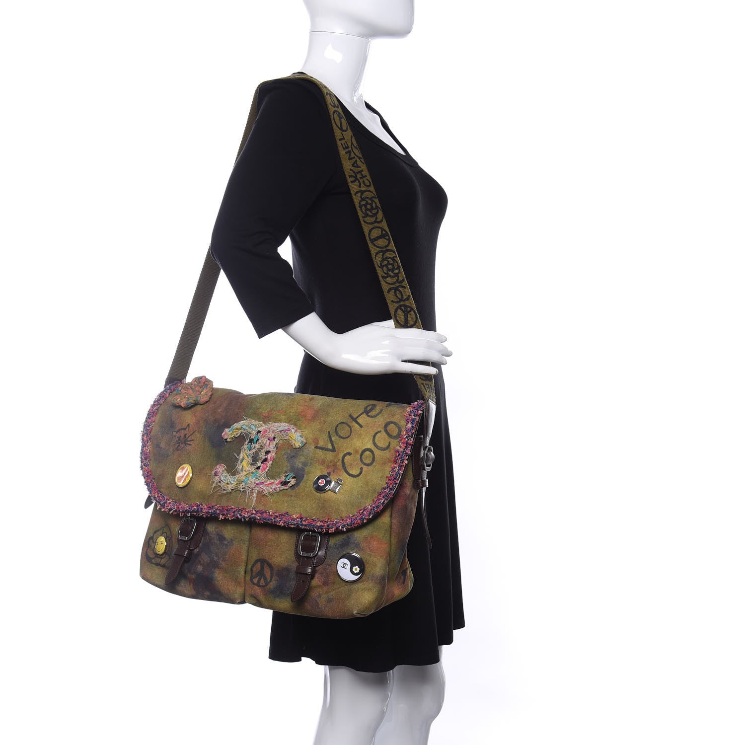 Chanel Washed Toile Large Graffiti On The Pavements Messenger Khaki Multicolor 2 of 10