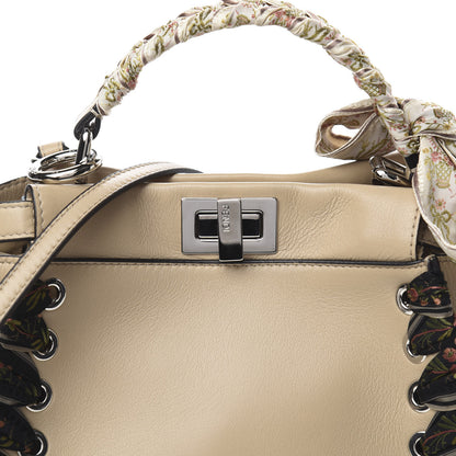 Fendi Nappa Ribbon Lace Up Mini Peekaboo Iconic Satchel Beige 10 of 12