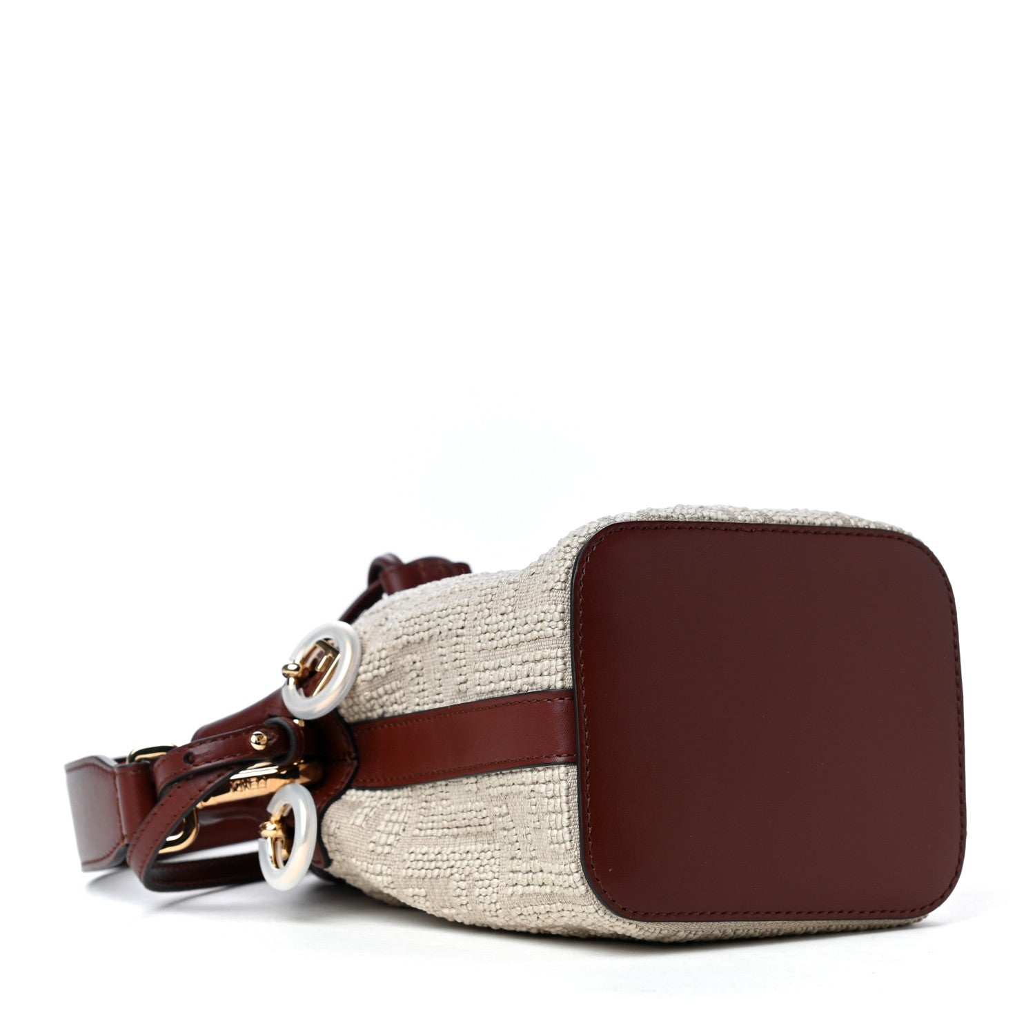 Fendi Sardinian Jacquard Vitello King F is Fendi FF 1974 Embroidered Mini Mon Tresor Bucket Bag Corda Praline 3 of 4