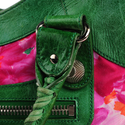 Balenciaga Chevre Satin Giant City Green Floral 10 of 10