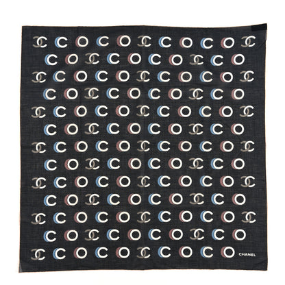 Chanel Cotton CC Coco Scarf Black Ecru 1 of 3