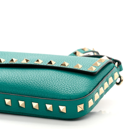 Valentino Garavani Grainy Calfskin Rockstud Crossbody Pouch Ultra Marine Green 9 of 10