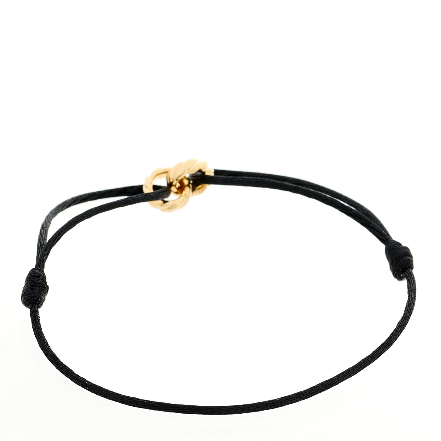 David Yurman 18K Yellow Gold Sculpted Cable Linked Cord Bracelet Black 2 of 3