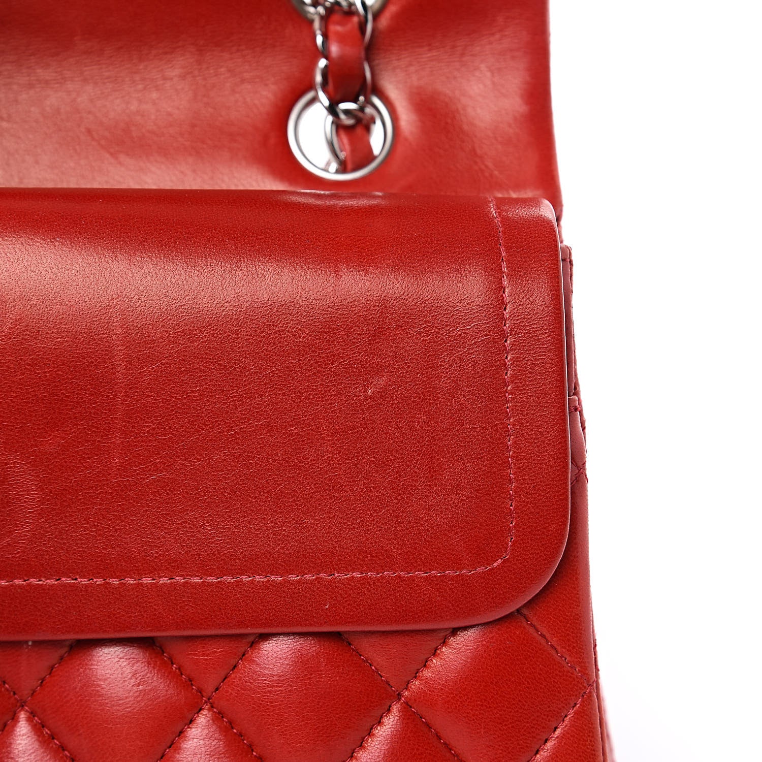 Chanel Lambskin Quilted Medium Double Flap Red 18 of 20