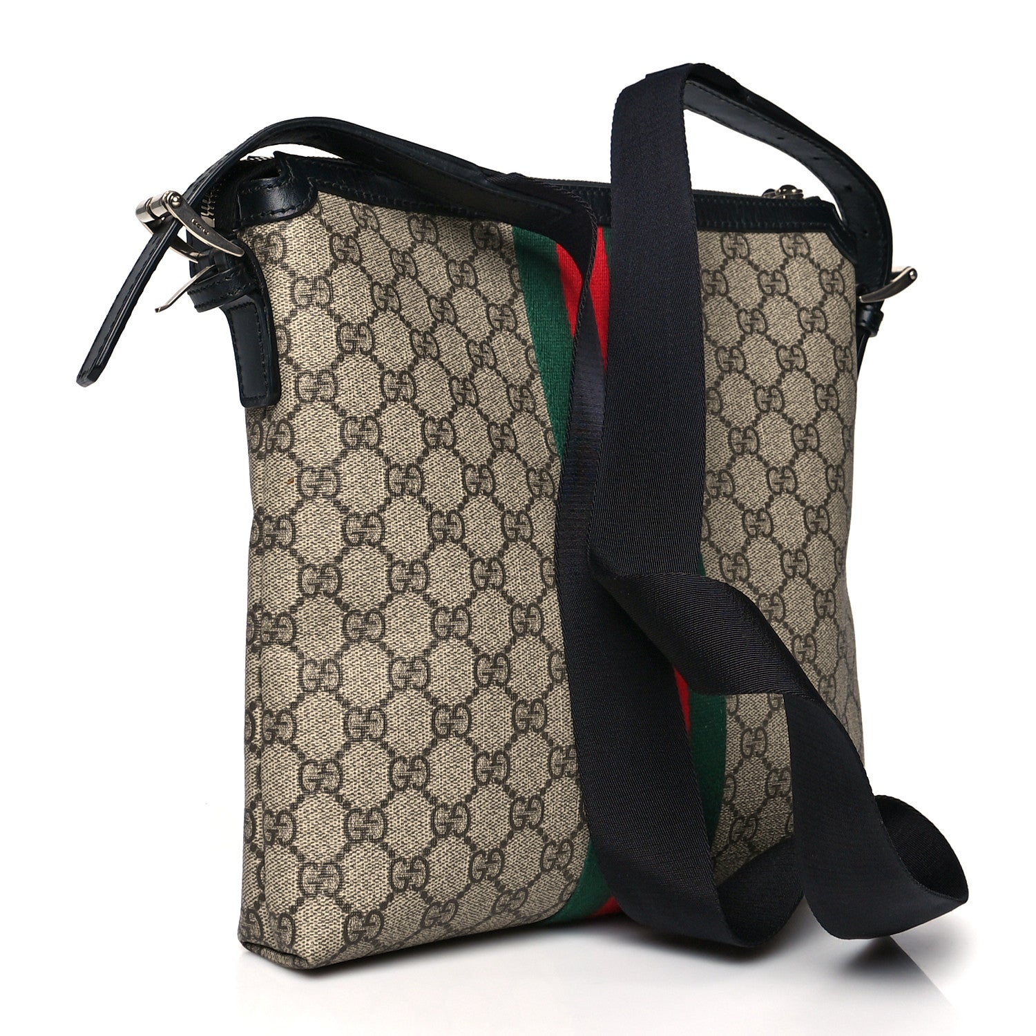 Gucci GG Supreme Monogram Web Messenger Bag Black 2 of 9