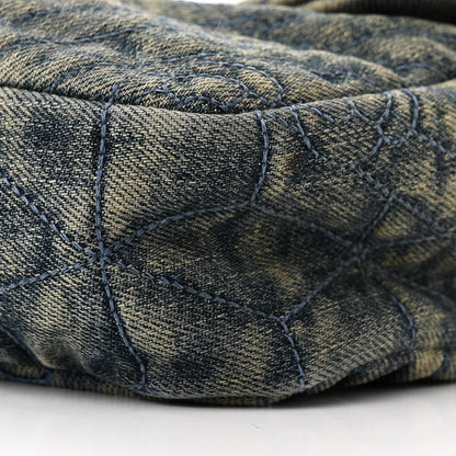 Chanel Denim Quilted Camellia Embroidered Medium Flap Blue 10 of 12