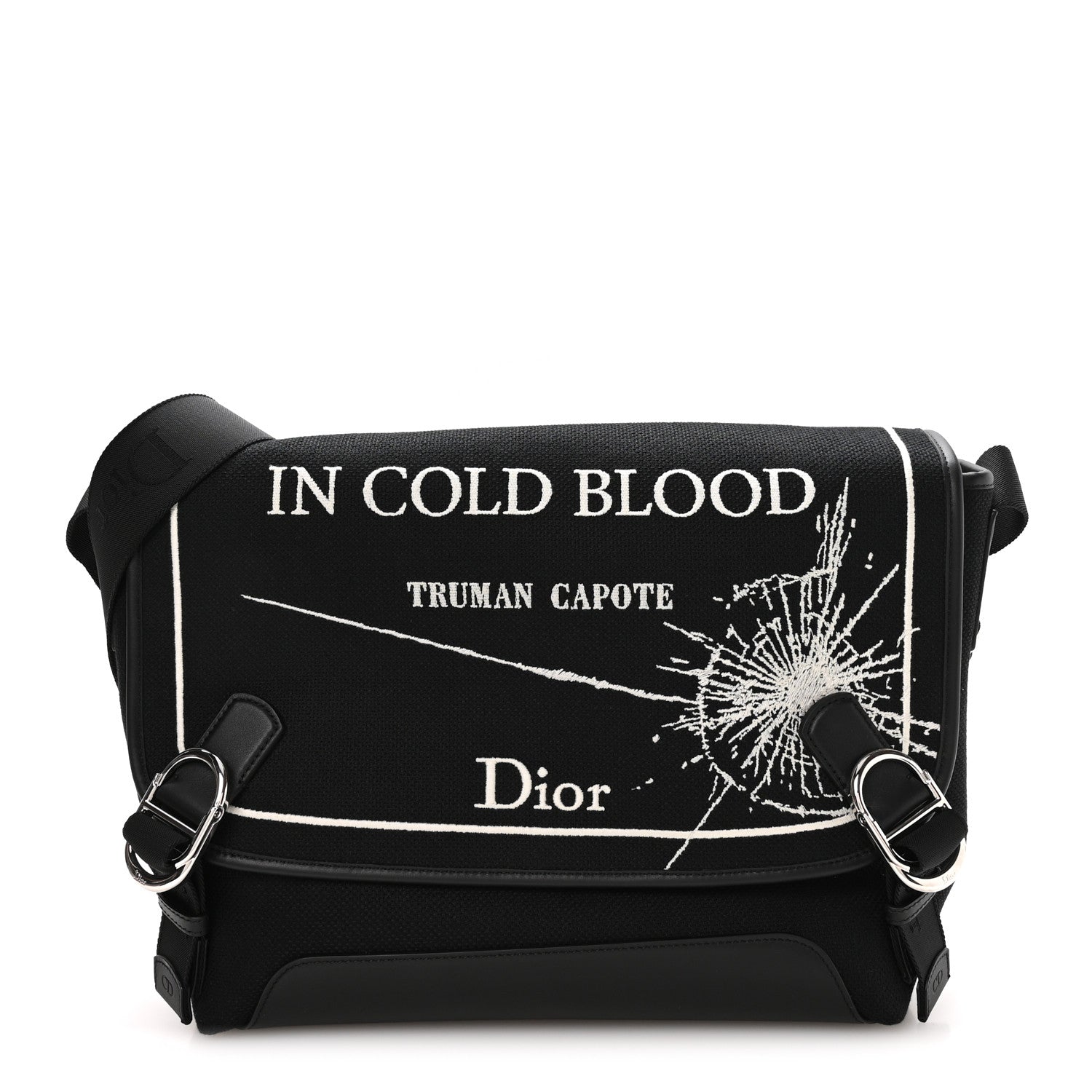 Christian Dior Canvas Embroidered Medium Jett Messenger Black White 1 of 11