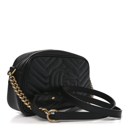 Gucci Calfskin Matelasse Small GG Marmont Chain Shoulder Bag Black 3 of 11