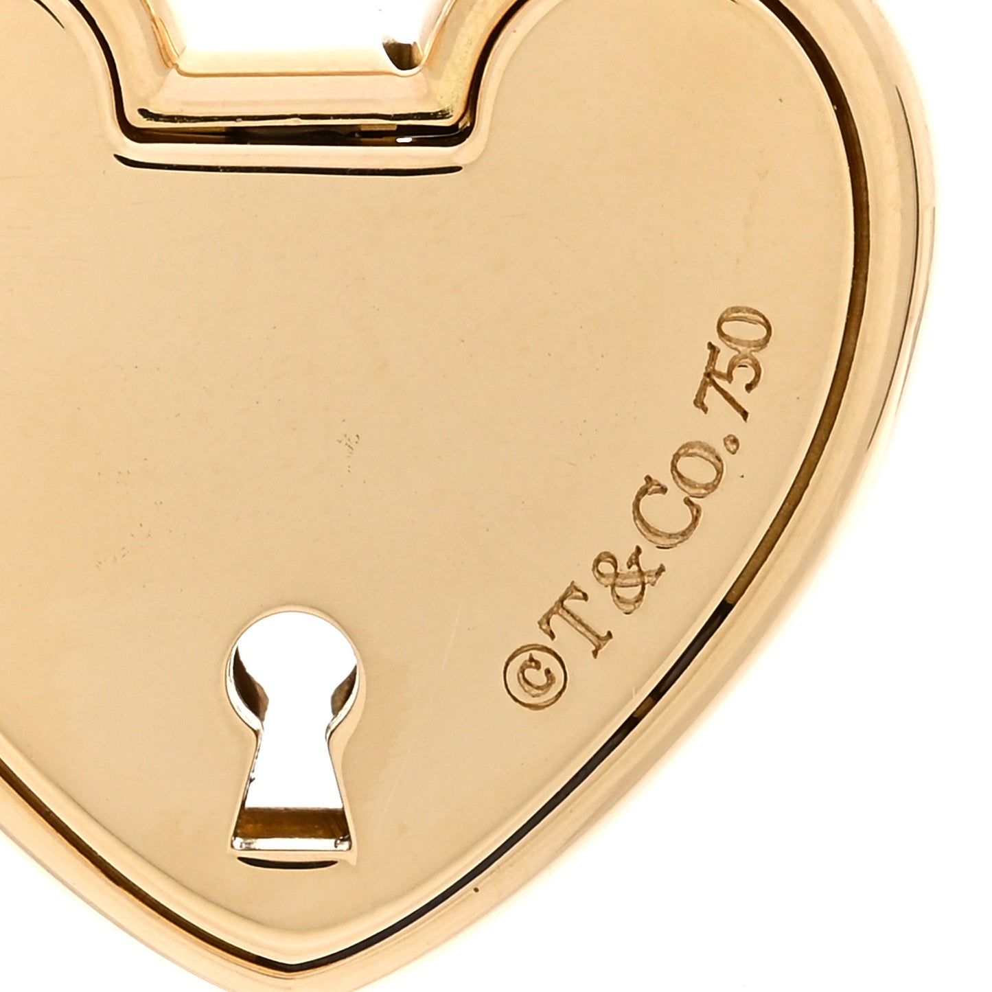 18K Yellow Gold Lock Heart Charm Pendant