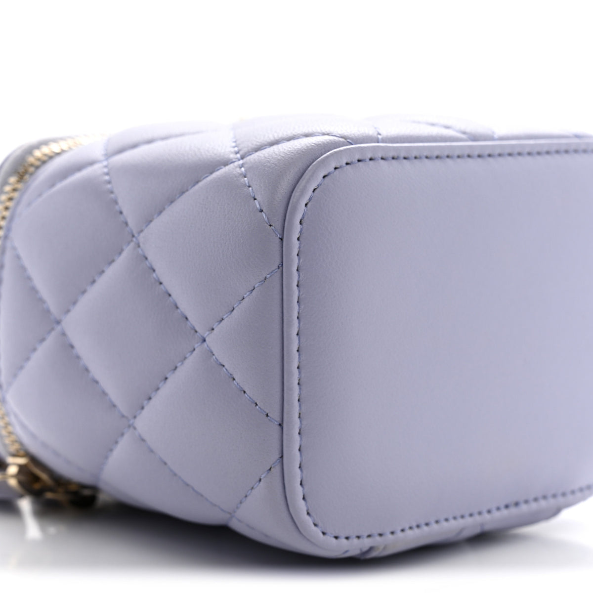Lambskin Quilted Top Handle Mini Vanity Case With Chain Light Purple
