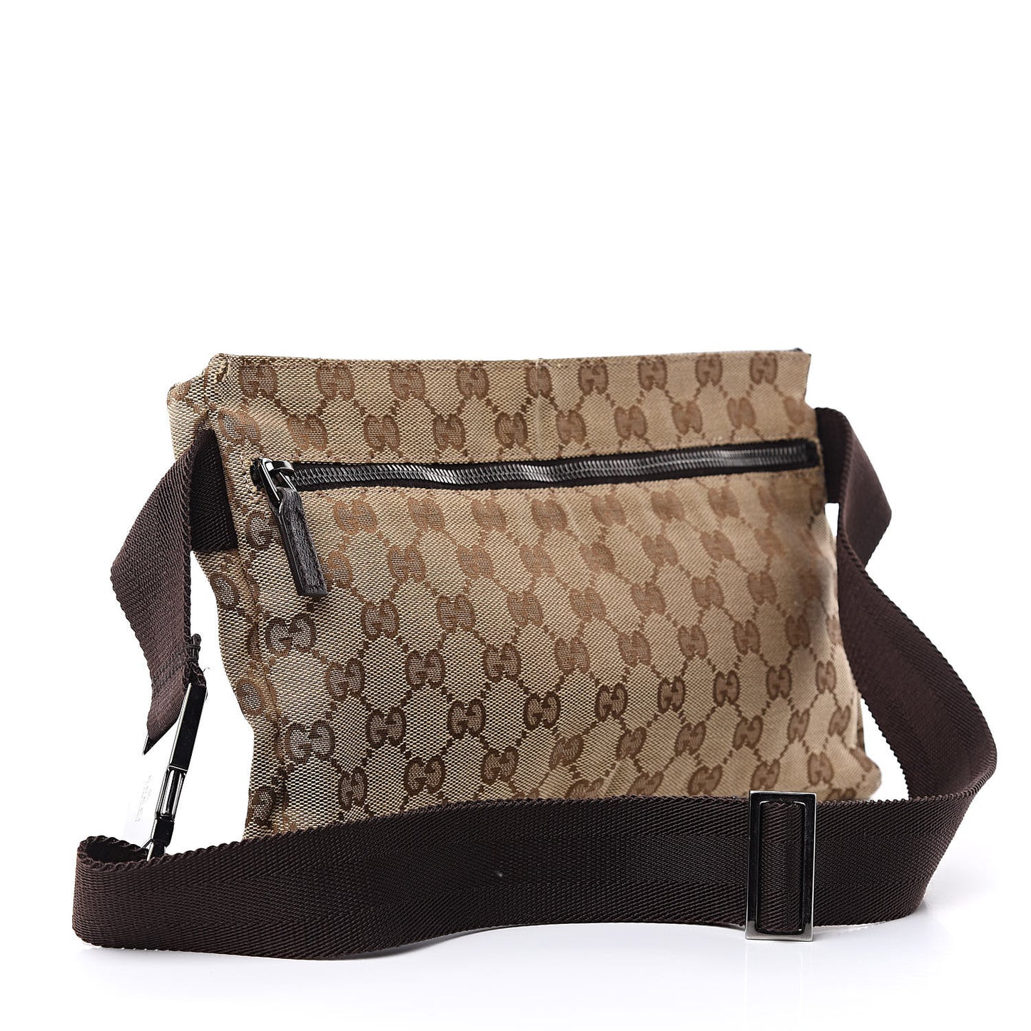 GG Monogram Double Pocket Belt Bag Dark Brown