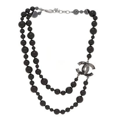 Chanel Glass Bead CC Map Short Necklace Ruthenium Black 3 of 8