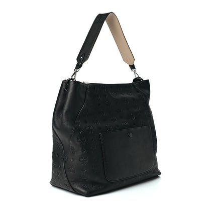 MCM Calfskin Ottomar Monogram Medium Klara Hobo Black 3 of 11