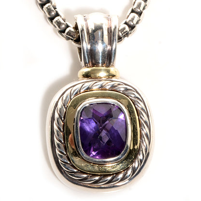 David Yurman Sterling Silver 14k Gold Amethyst Albion Necklace 3 of 6