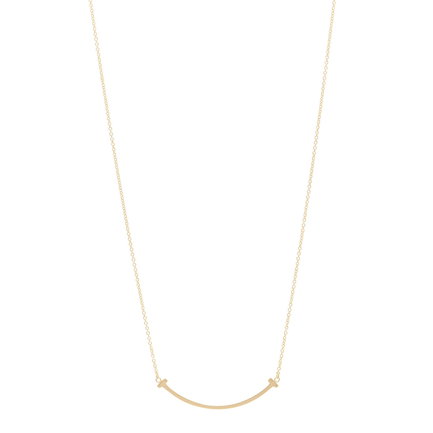 Tiffany 18K Yellow Gold Medium T Smile Pendant Necklace 1 of 4