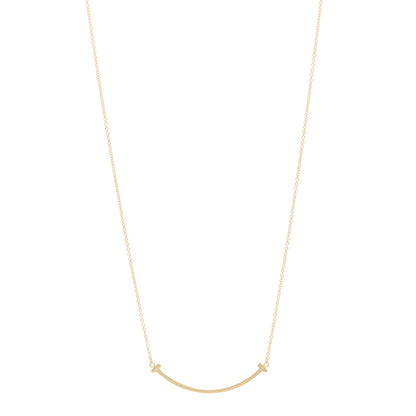 Tiffany 18K Yellow Gold Medium T Smile Pendant Necklace 1 of 4