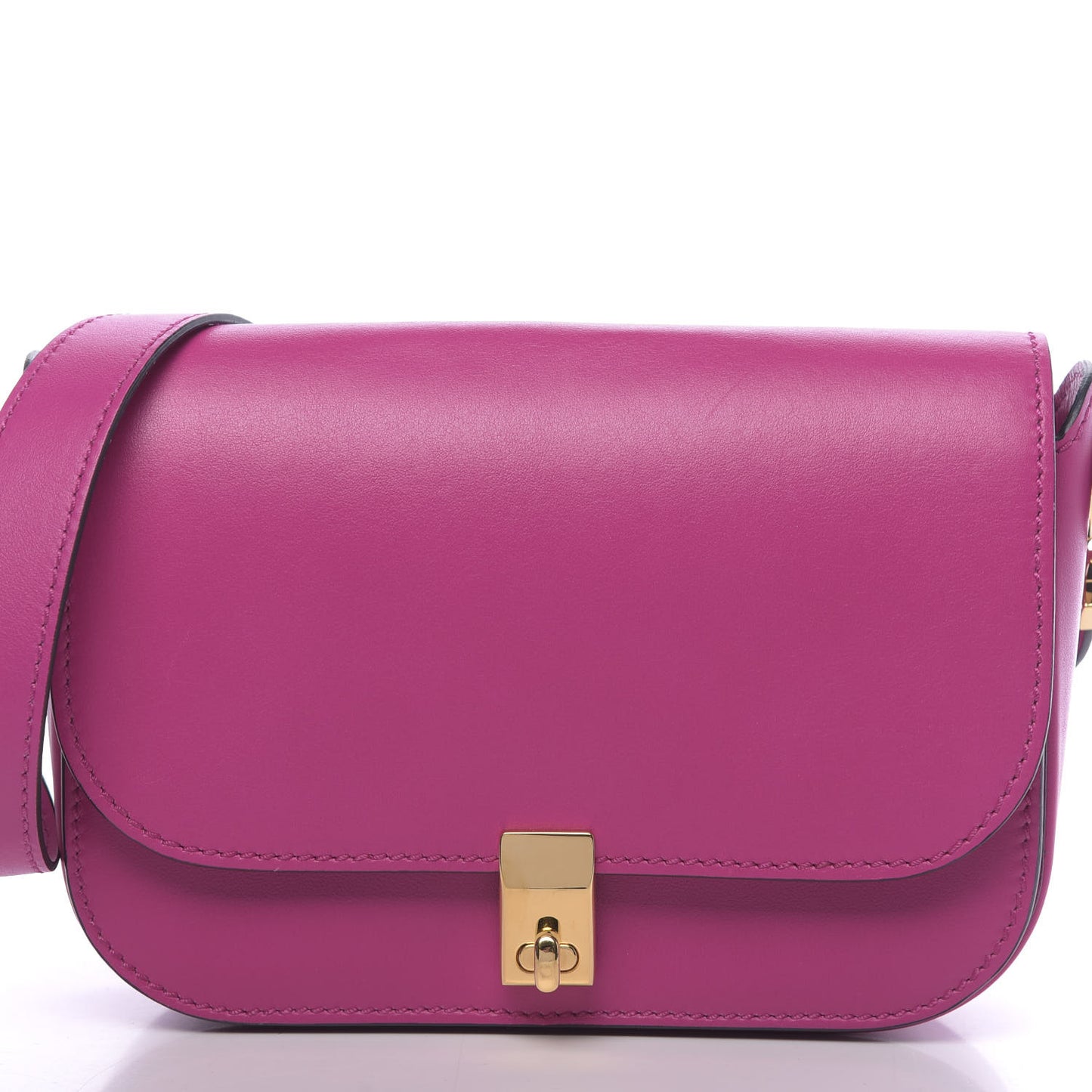 Vitello Turnlock Flap Shoulder Bag Deep Cyclamin