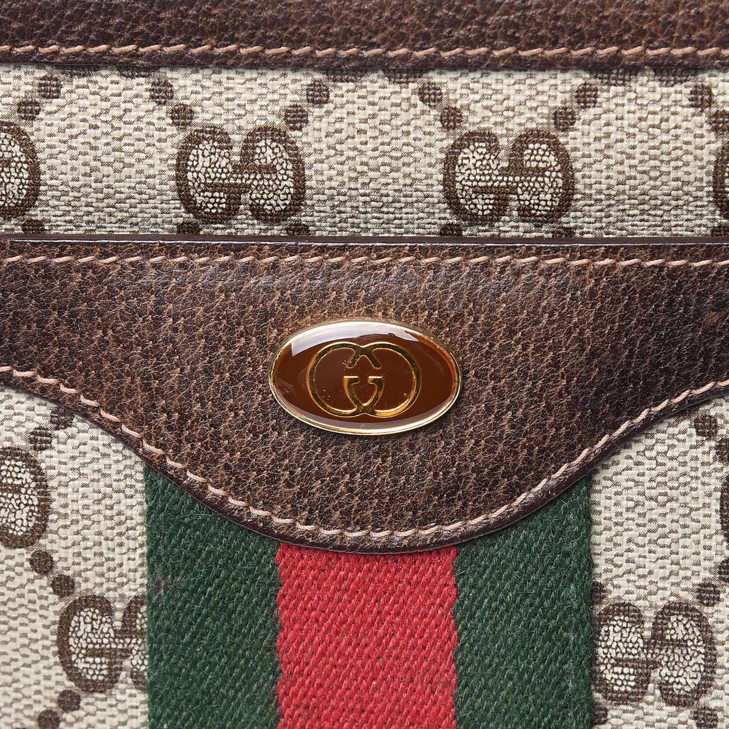GG Plus Monogram Web Shoulder Bag Dark Brown