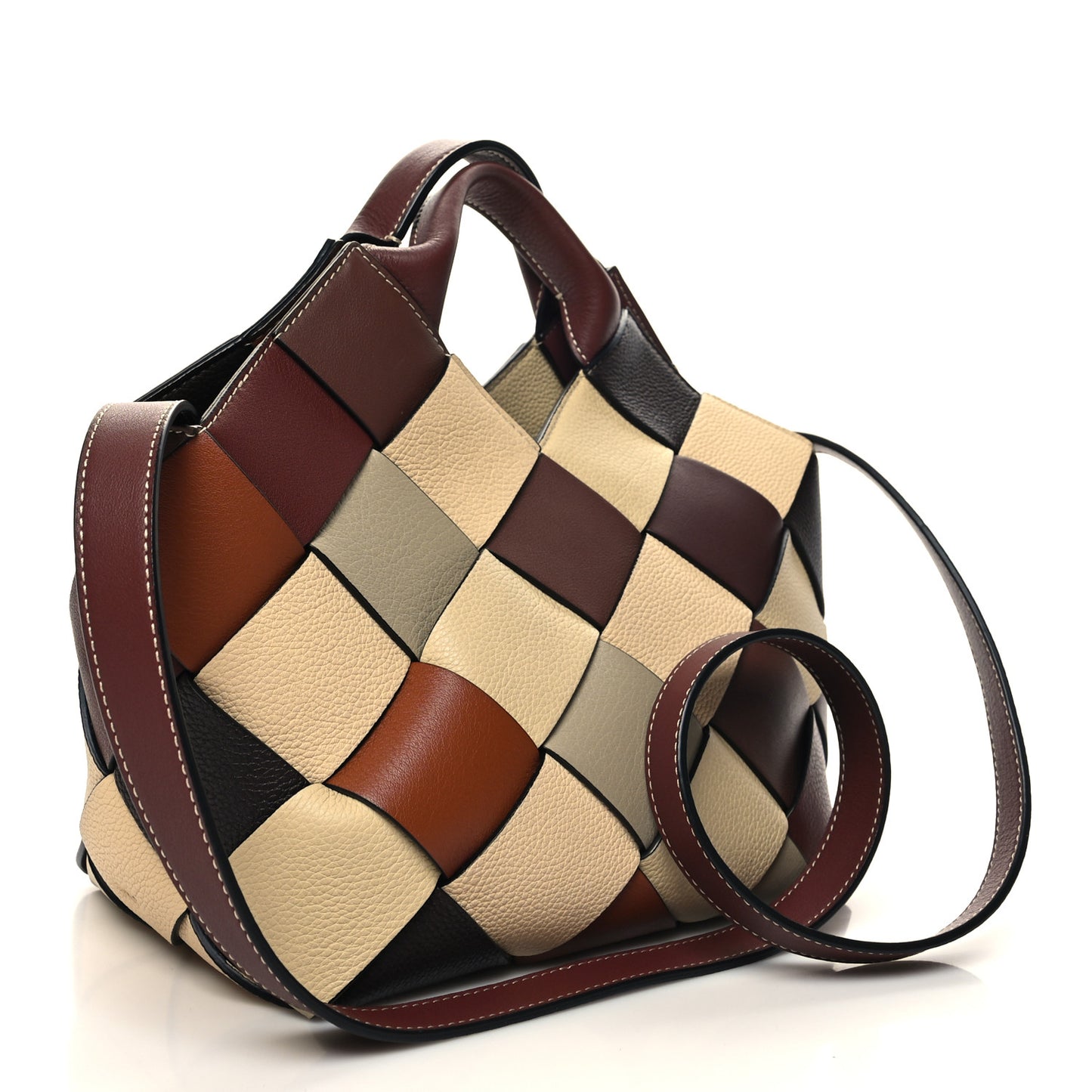 Calfskin Small Woven Basket Surplus Bag Beige