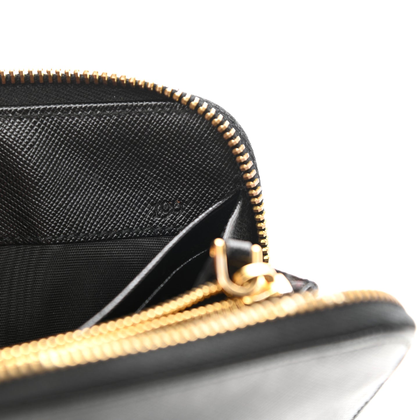 Saffiano Metal Zip Around Wallet Black