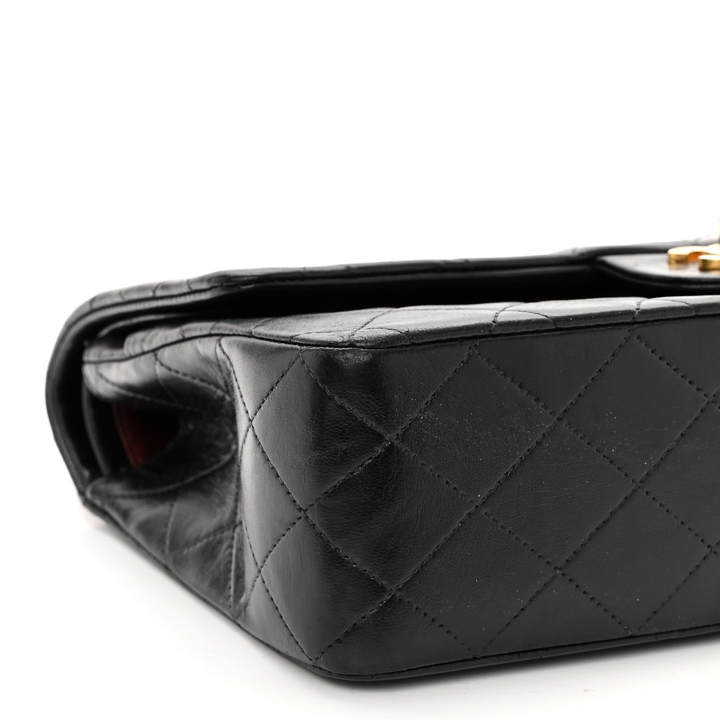 Lambskin Quilted Medium Double Flap Black