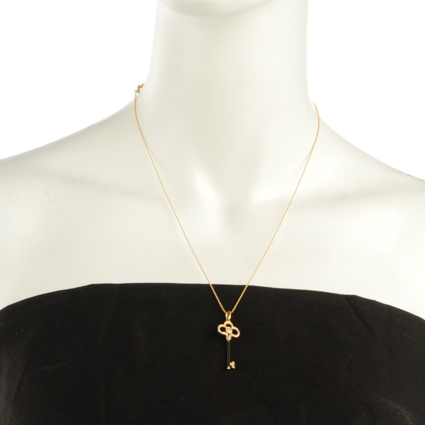 18K Yellow Gold Diamond Crown Key Pendant Necklace
