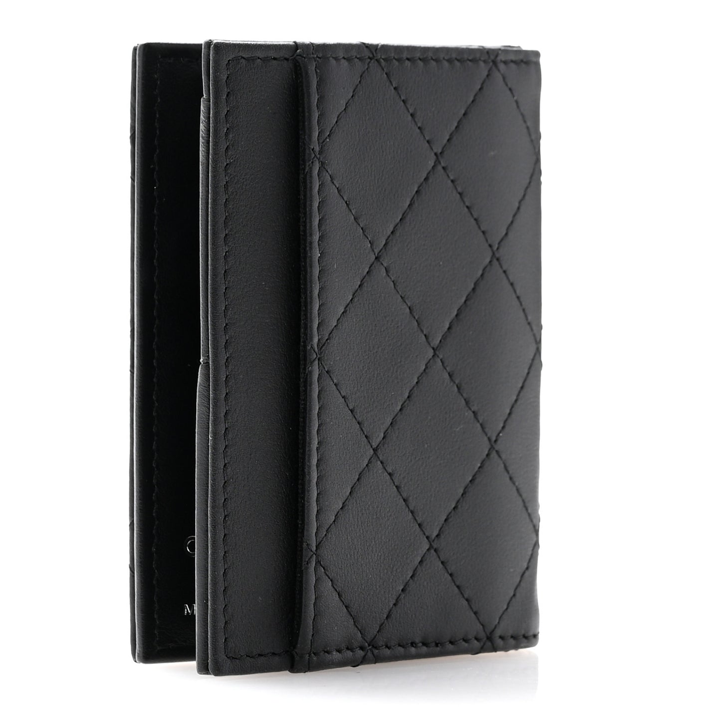 Calfskin Quilted Card Holder Wallet So Black