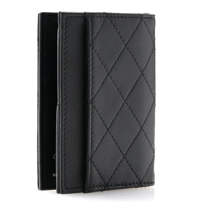 Chanel Calfskin Quilted Card Holder Wallet So Black 3 of 11