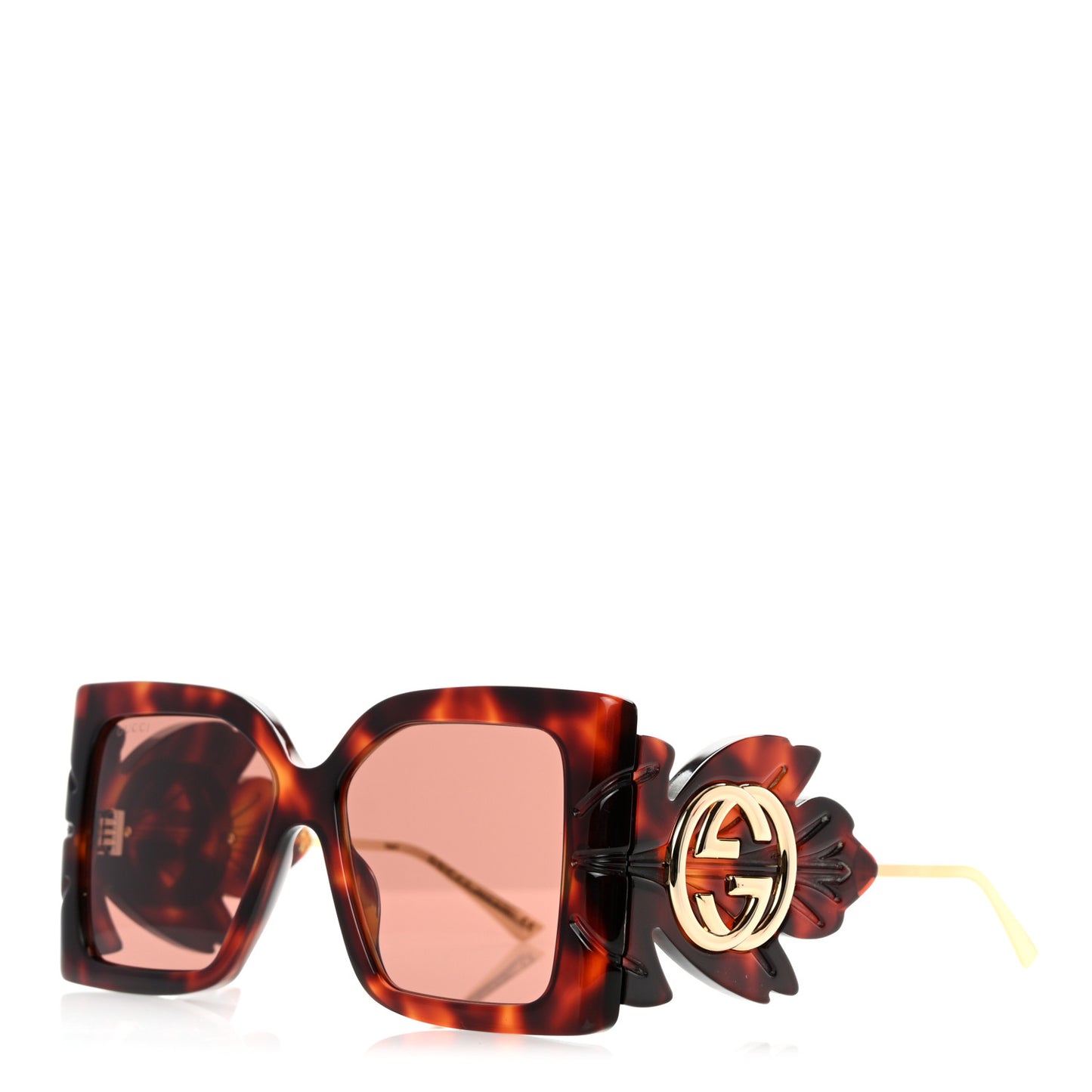 Acetate Square Frame Wing Sunglasses GG0535S Havana