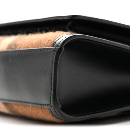 Burberry Smooth Calfskin Cashmere Check Mini Pocket Bag Brown 9 of 14