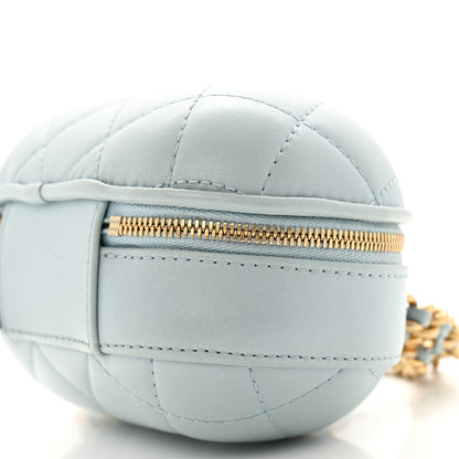 Chanel Lambskin Quilted CC Bubble Vanity Case With Chain Light Blue 10 of 14