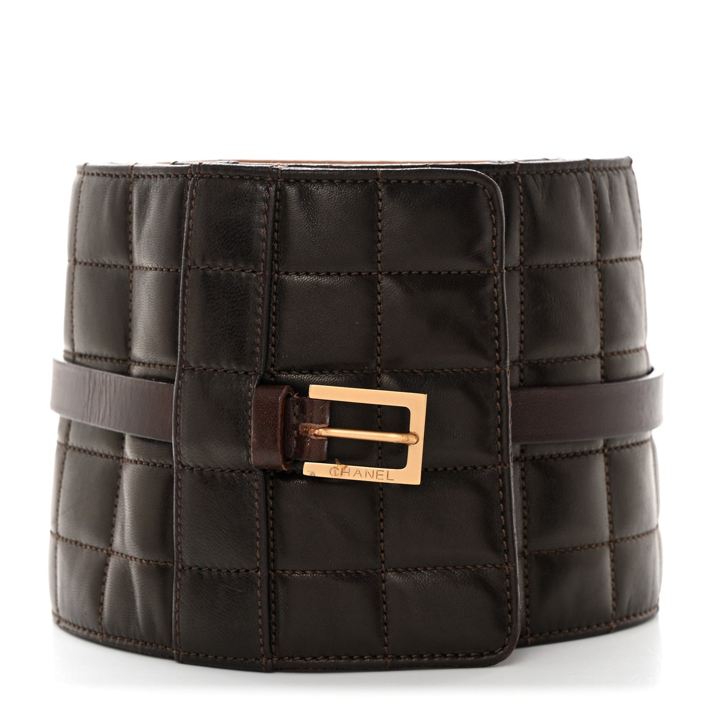 Lambskin Quilted Chocolate Bar Belt 85 34 Brown