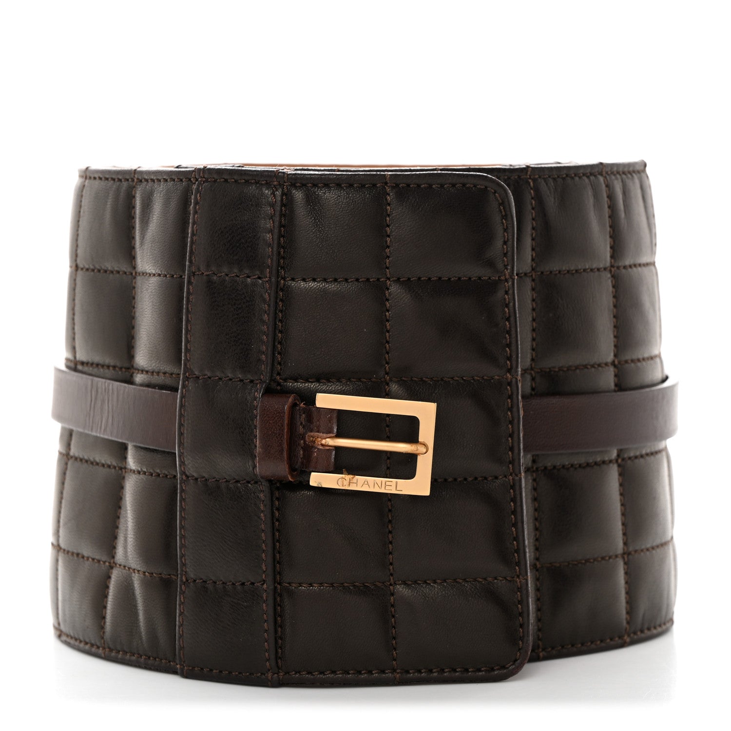 Chanel Lambskin Quilted Chocolate Bar Belt 85 34 Brown 1 of 6