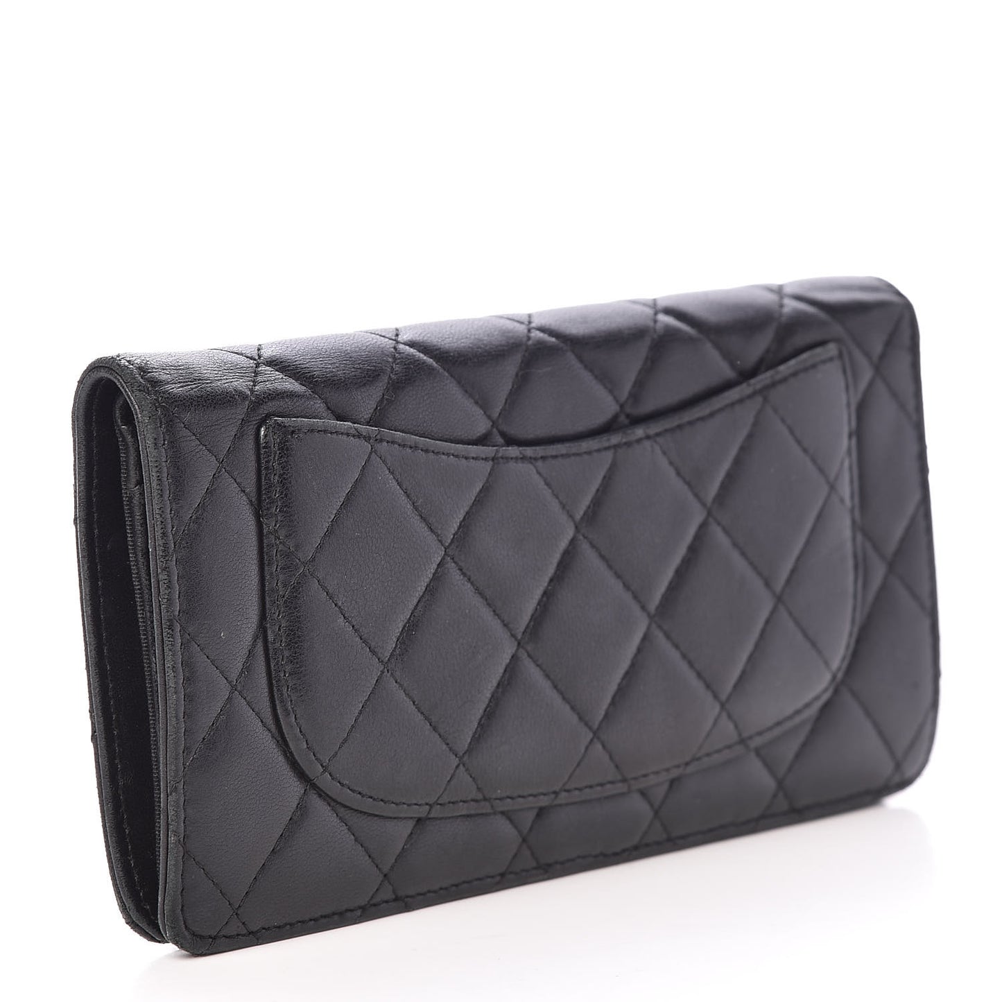 Lambskin Quilted Yen Wallet Black