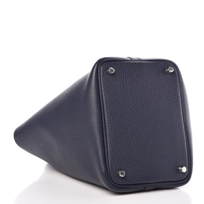 Hermes Taurillon Clemence Picotin Lock 18 PM Bleu Nuit Rose Pourpre 4 of 6