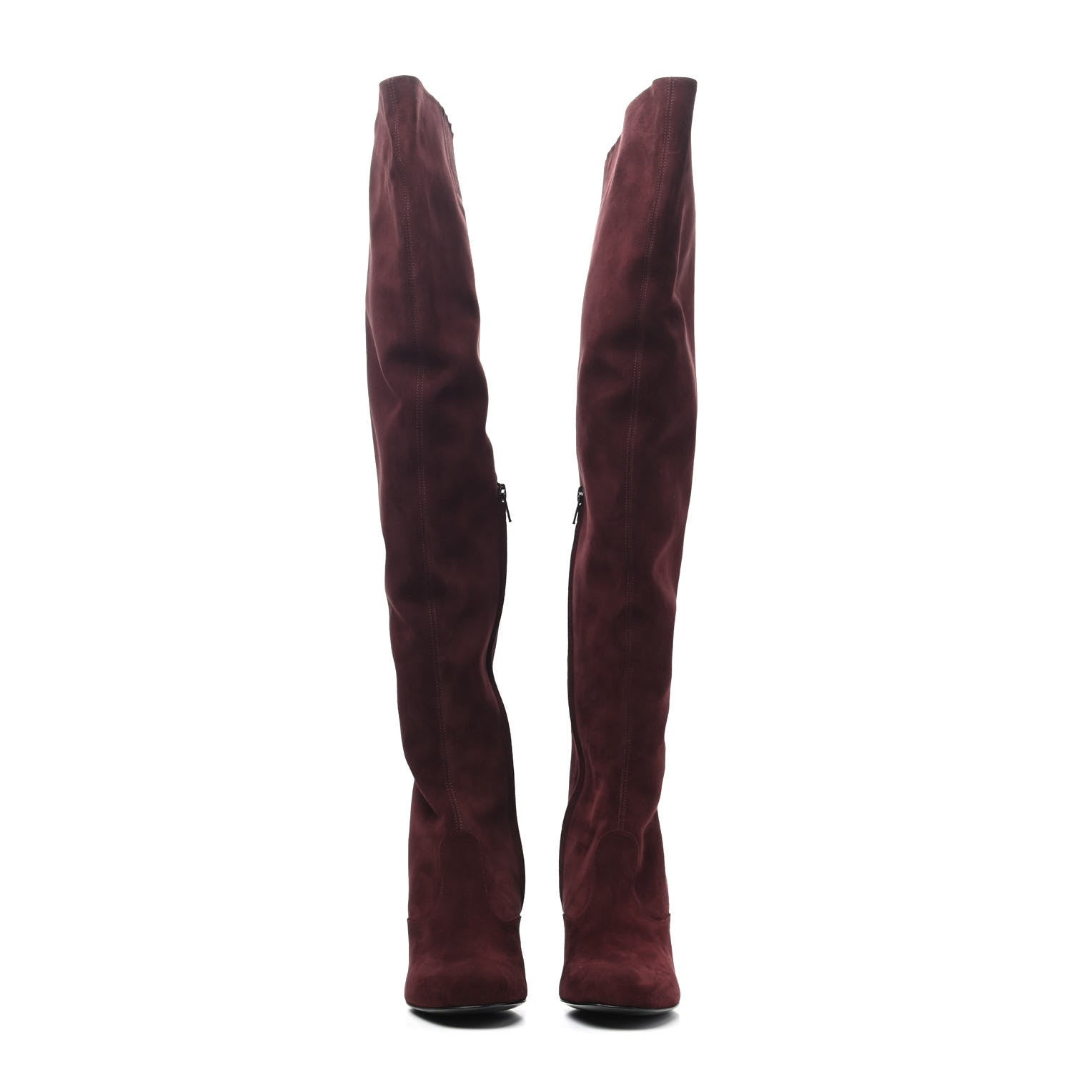 Saint Laurent Suede Babies Over The Knee Boots 36 Amaranto 2 of 4
