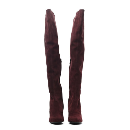 Saint Laurent Suede Babies Over The Knee Boots 36 Amaranto 2 of 4