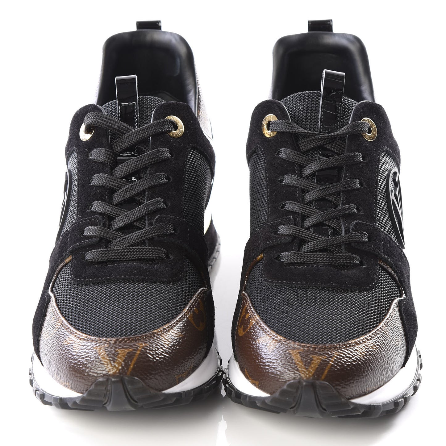Suede Monogram Run Away Sneakers 37.5 Black