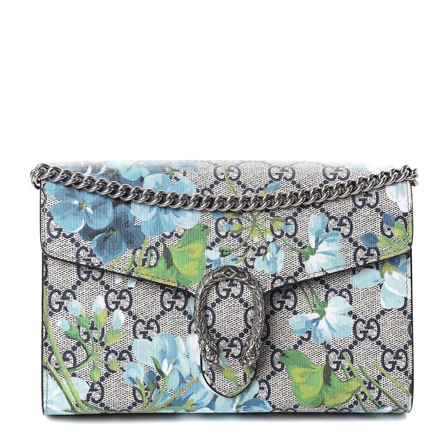 Gucci GG Supreme Monogram Blooms Mini Dionysus Chain Wallet Beige Blue Navy Vintage Blue 1 of 9