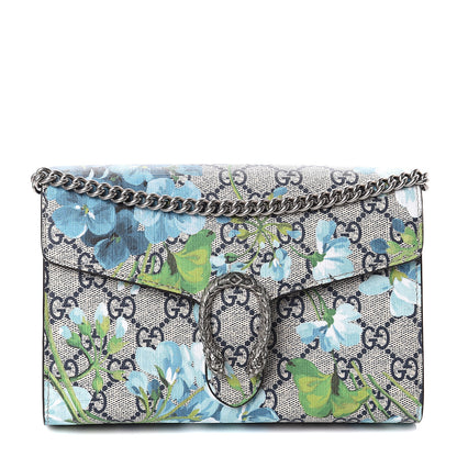 Gucci GG Supreme Monogram Blooms Mini Dionysus Chain Wallet Beige Blue Navy Vintage Blue 1 of 9