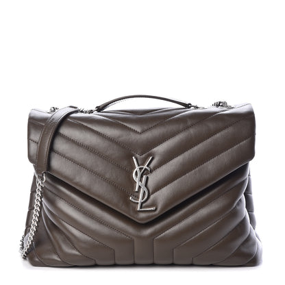 Saint Laurent Calfskin Y Quilted Monogram Medium Loulou Chain Satchel Kaki Fonce 1 of 8