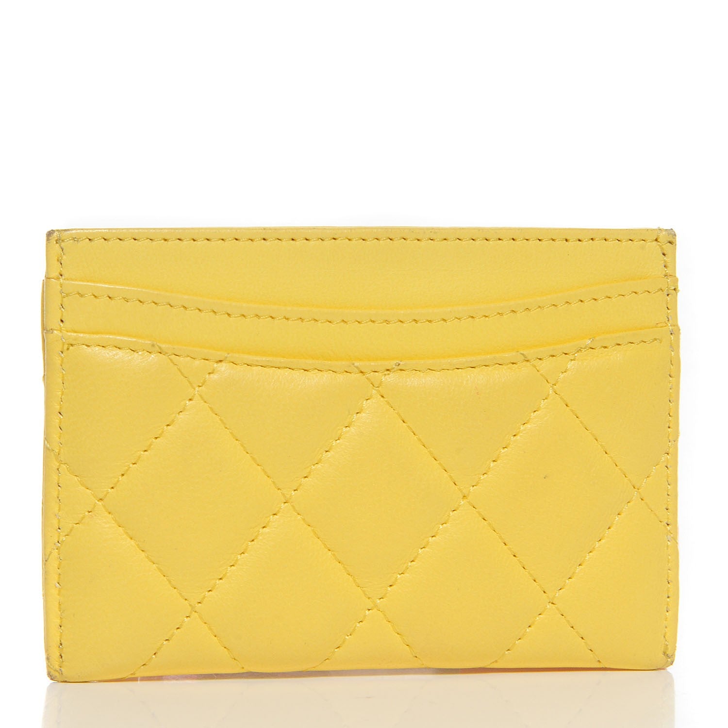 Chanel Lambskin Quilted Card Holder Yellow 3 of 8