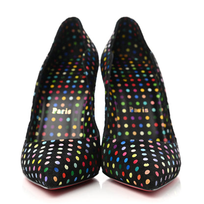 Christian Louboutin Suede Polka Dot Hot Chick 100 Pumps 37.5 Black Multicolor 1 of 8