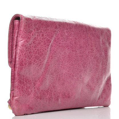 Balenciaga Agneau Giant 21 Gold Hardware Envelope Clutch Magenta 3 of 11