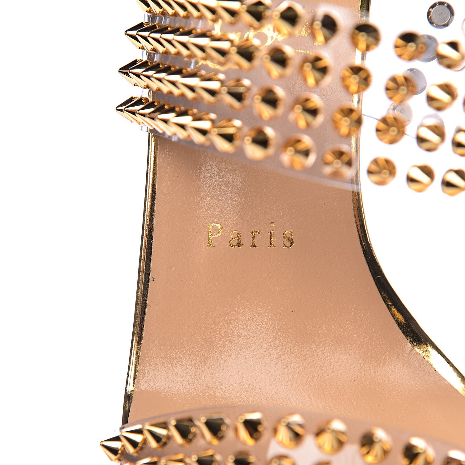 Christian Louboutin Specchio PVC Spikes Only 85 Slide Sandals 39.5 Gold 7 of 14