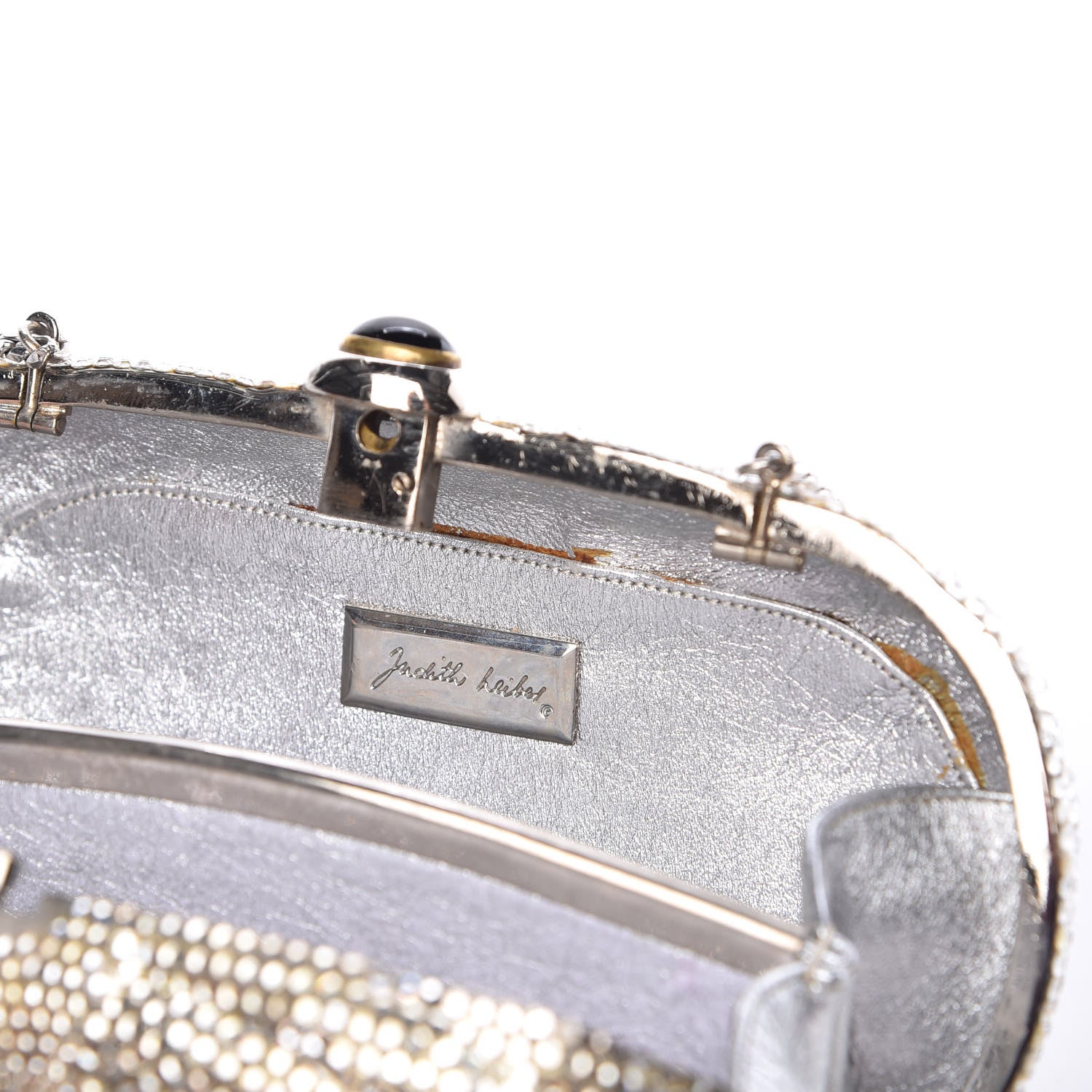 Judith Leiber Swarovski Crystal Minaudiere Clutch Silver 14 of 16